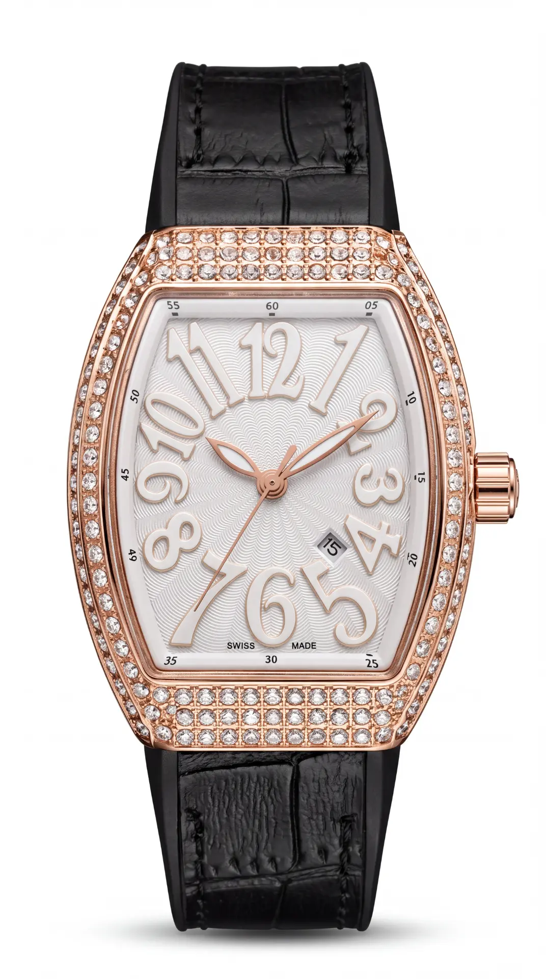 Franck Muller Vanguard Rose Gold White Dial Black Strap 32mm