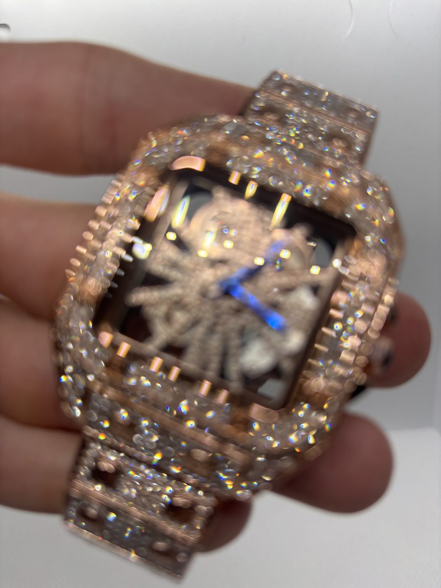Cartier Iced Square Skeleton — Rose Gold