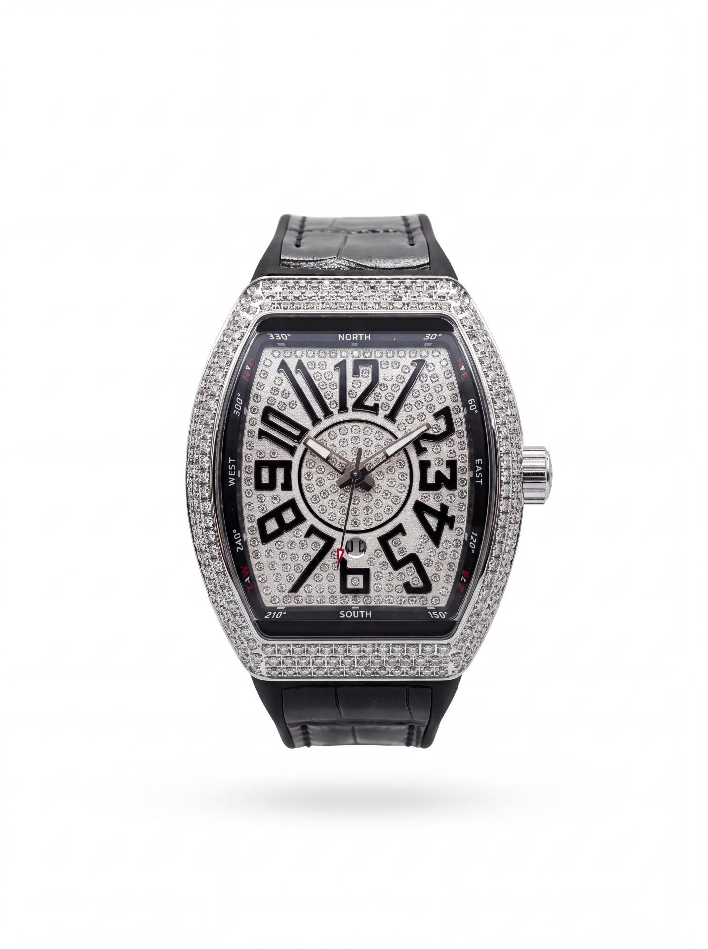 Black & Silver 42mm Leather Strap Bussdown Watch product photo