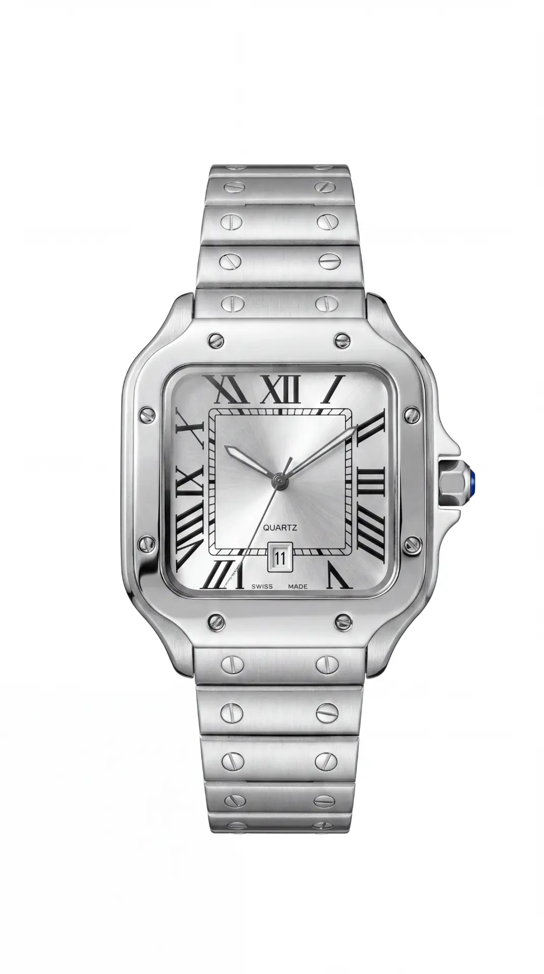 Santos Silver & White Roman Dial 42mm