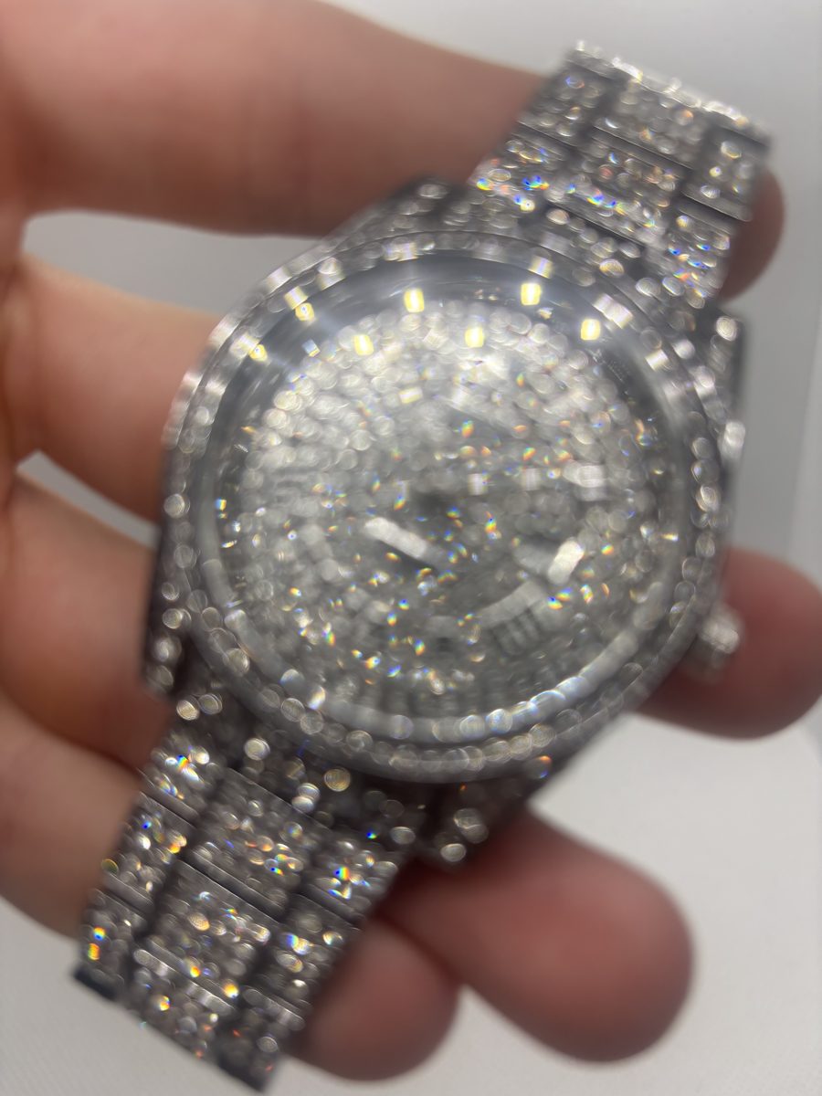 Rolex Iced Round 40 — White Gold Tone, Roman Dial