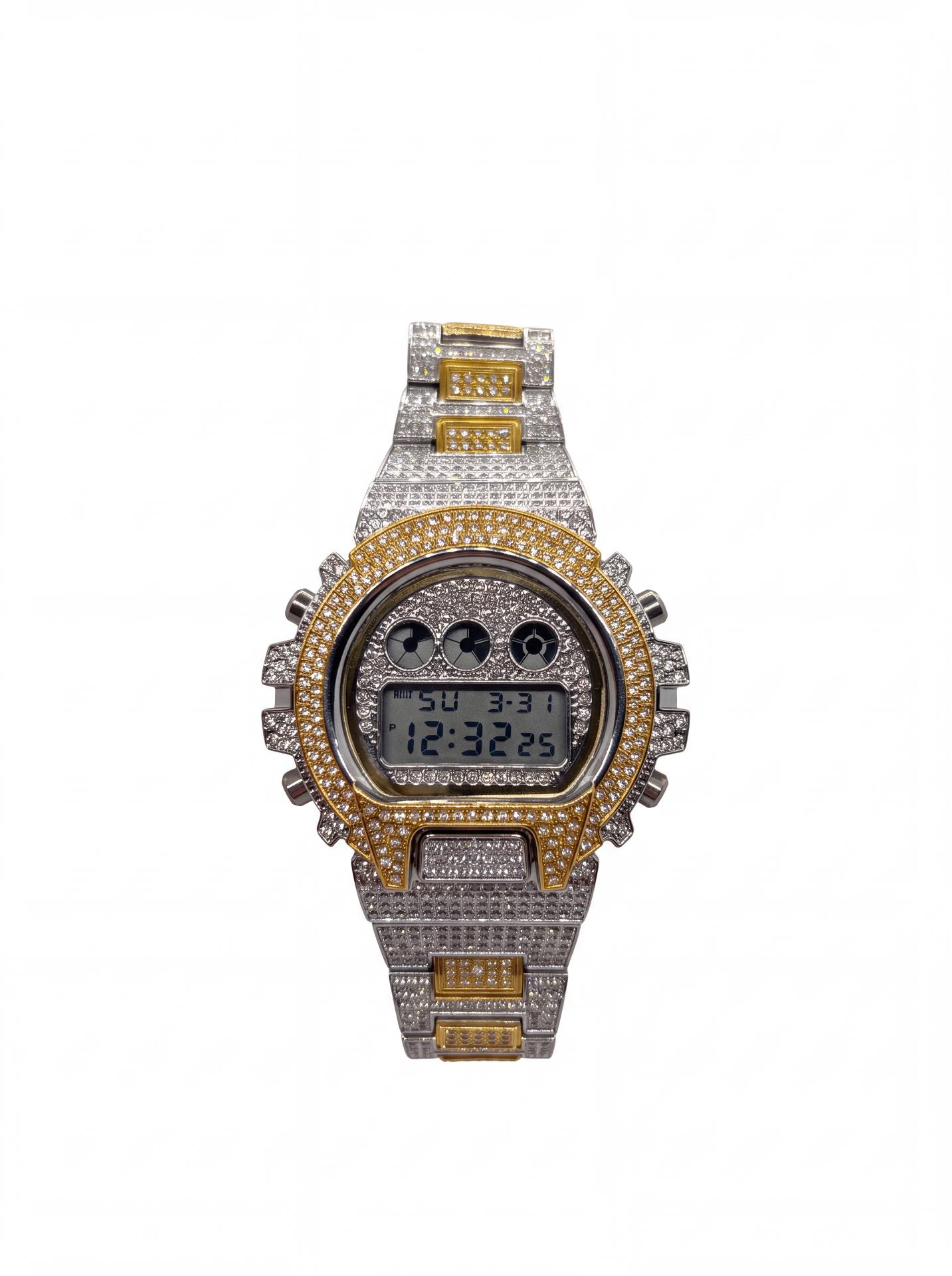 Silver & Gold 42mm Digital Dial Bussdown Watch product photo