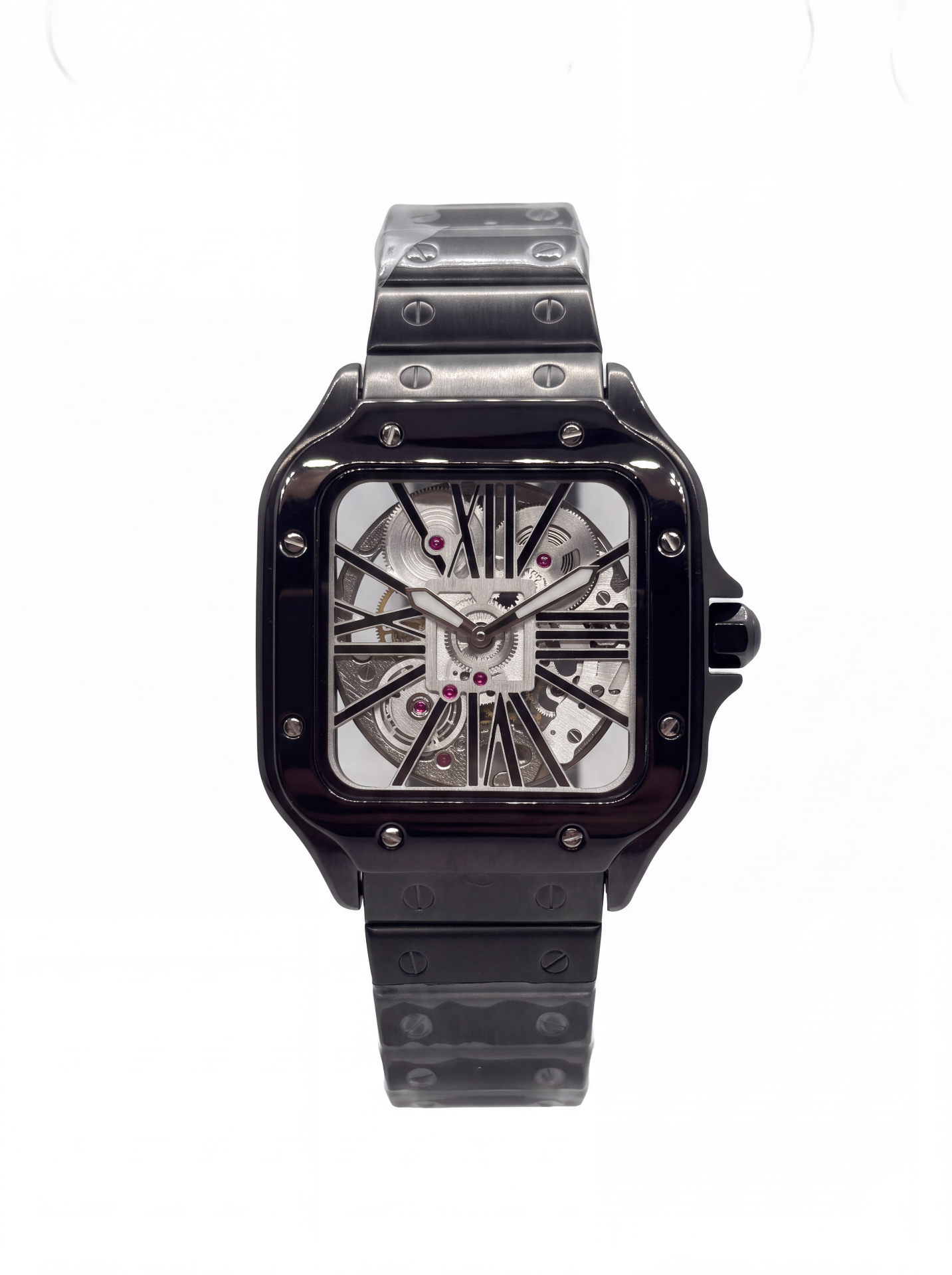 Black & White Skeleton Blue Dial 39mm Plain Watch product photo