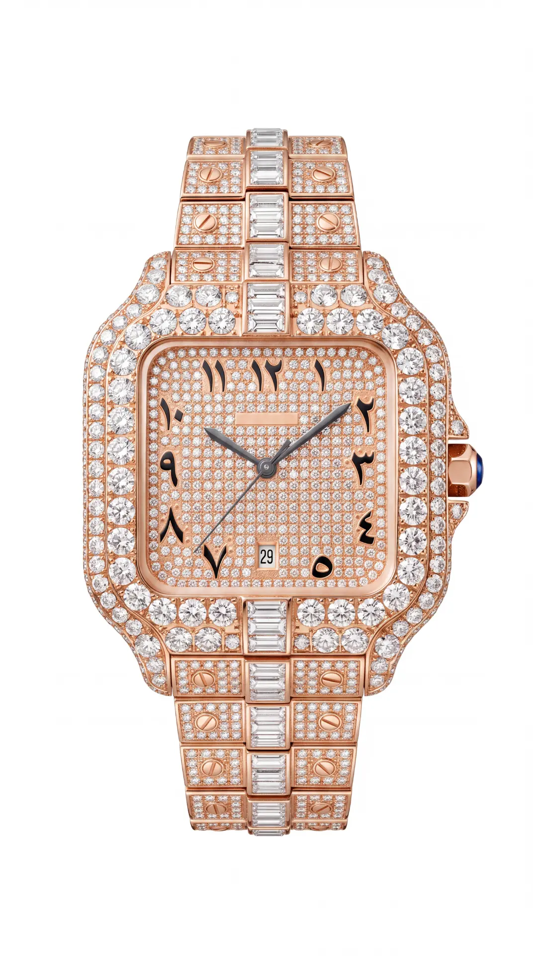 Cartier Santos Rose Gold & Black Arab Dial 42mm