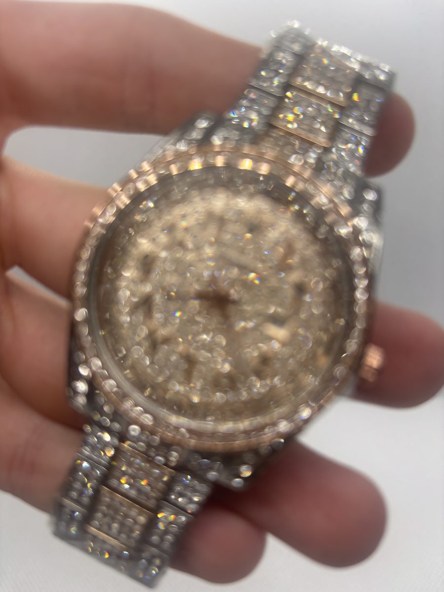 Rolex Iced Round 40 — Rose & Silver, Arab Dial